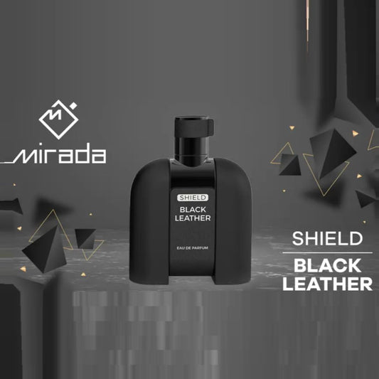 MIRADA Shield Black Leather, Men's Eau de Parfum (EDP) 3.4 FL. Oz (100ml), Men’s Perfume with Notes of Cardamom, Leather, Jasmine, Patchouli, Amber and Moss