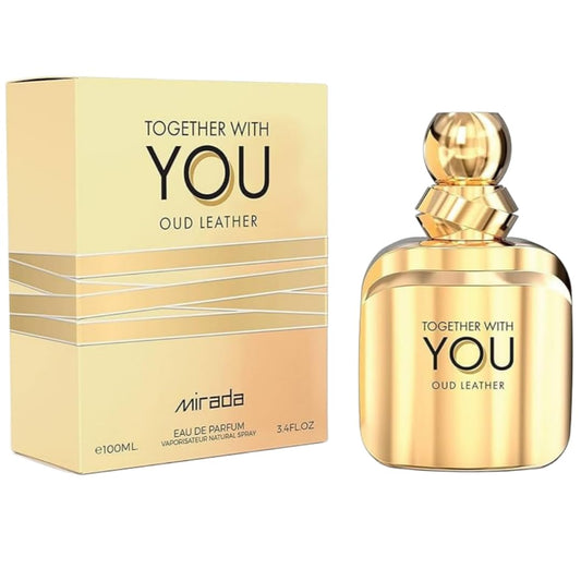 MIRADA Together With You Oud Leather, Men's Eau de Parfum (EDP) 3.4 FL. Oz (100ml), Men’s Perfume with Notes of Spices, Chestnut, Elemi, Sage, Lavender, Vanilla, Tonka Bean, Leather