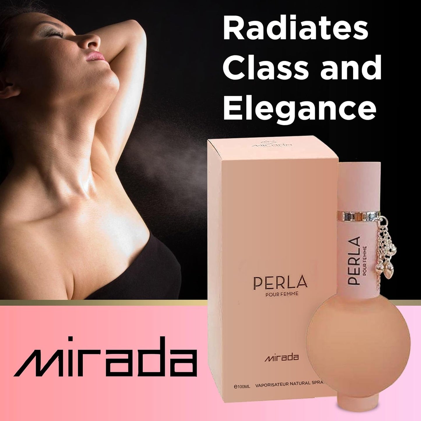 MIRADA Perla, Women's Eau de Parfum (EDP) 3.4 FL. Oz (100ml), Women’s Perfume with Notes of Apple, Berry, Lily, Orchid, Green, Jasmine, Caramel, Musk