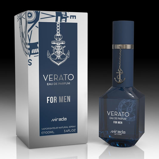 MIRADA Verato Man, Men's Eau de Parfum (EDP) 3.4 FL. Oz (100ml), Men’s Perfume with Notes of Lemon, Lime, Bergamot, Star Anise, Olive Blossom, Guaiac Wood, Leather, Tobacco, Vanilla, Tonka Bean