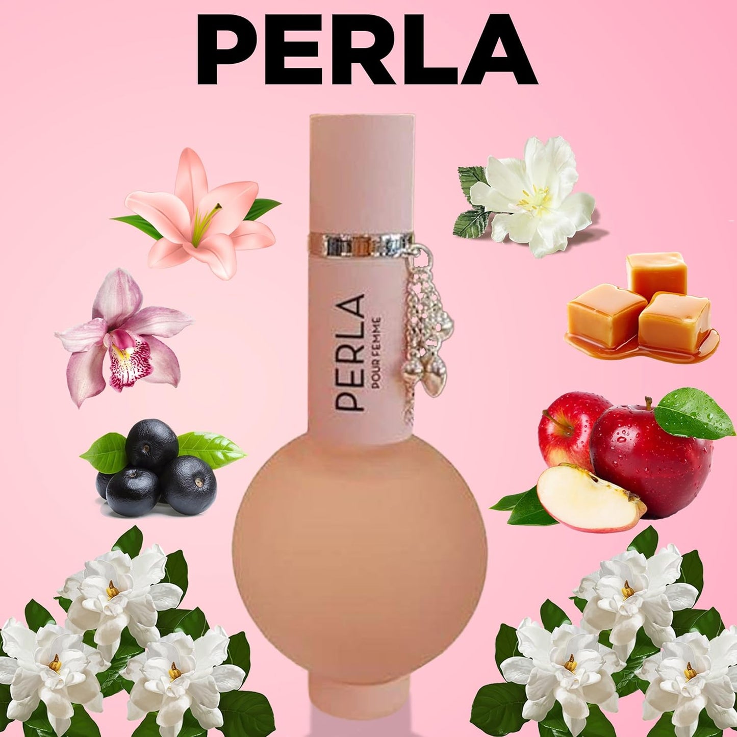 MIRADA Perla, Women's Eau de Parfum (EDP) 3.4 FL. Oz (100ml), Women’s Perfume with Notes of Apple, Berry, Lily, Orchid, Green, Jasmine, Caramel, Musk