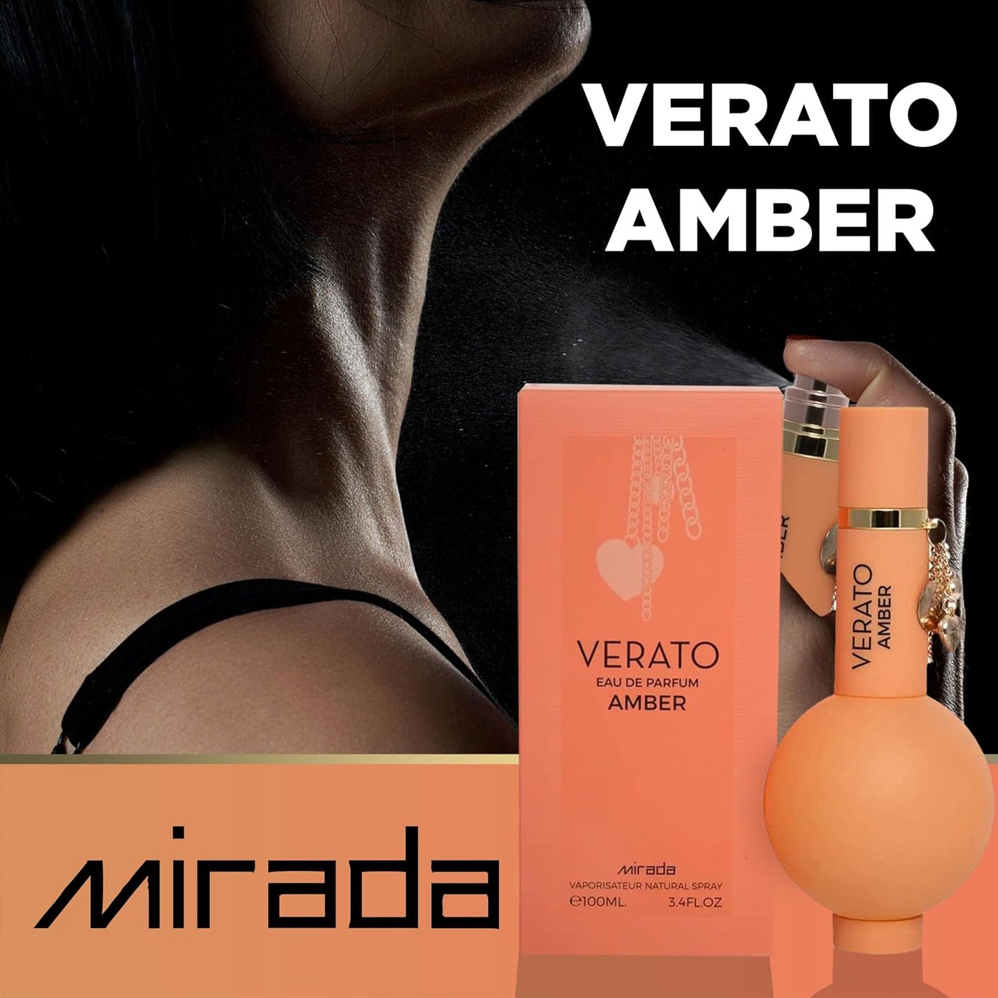 MIRADA Verato Amber, Women's Eau de Parfum (EDP) 3.4 FL. Oz (100ml), Women’s Perfume with Notes of Ylang-Ylang, White Flowers, Frangipani, Amber, Musk, Vanilla, Cedar, Cashmeran