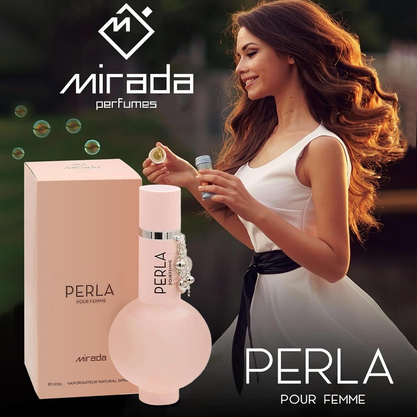 MIRADA Perla, Women's Eau de Parfum (EDP) 3.4 FL. Oz (100ml), Women’s Perfume with Notes of Apple, Berry, Lily, Orchid, Green, Jasmine, Caramel, Musk