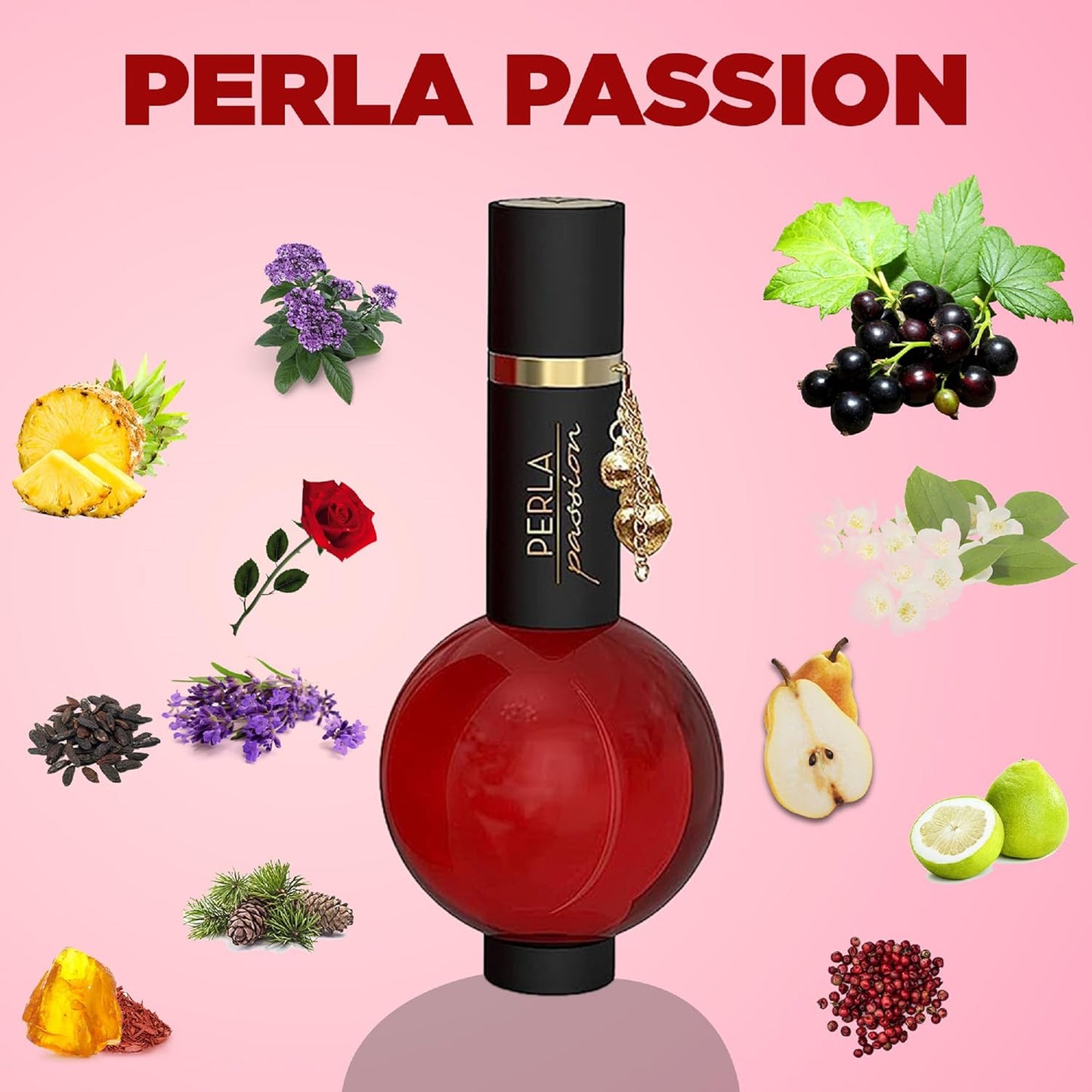 MIRADA Perla Passion, Women's Eau de Parfum (EDP) 3.4 FL. Oz (100ml), Women’s Perfume with Notes of Pear, Grapefruit, Currant, Pink Pepper, Heliotrope, Pineapple, Rose, Jasmine, Vanilla, Patchouli