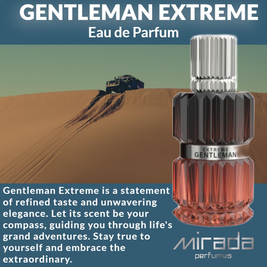 MIRADA Gentleman Extreme, Men's Eau de Parfum (EDP) 3.4 FL. Oz (100ml), Men’s Perfume with Notes of Sea Notes, Grapefruit, Lime, Mandarin Orange, Jasmine, Bay Leaf, Ambergris, Guaiac Wood, Oakmoss