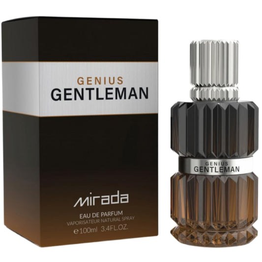 MIRADA Gentleman Genius, Men's Eau de Parfum (EDP) 3.4 FL. Oz (100ml), Men’s Perfume with Notes of Bergamot, Black Pepper, Lavender, Orris, Cloves, Cinnamon, Vanilla Husk, Tonka Bean, Tolu Balsam